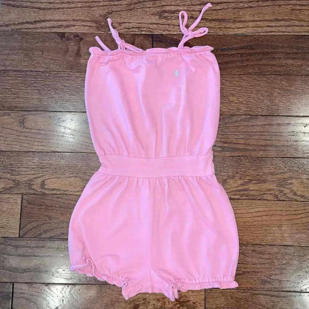 Ralph‎ Lauren Preppy Coquette Pink Bubble Romper 24M Girls
